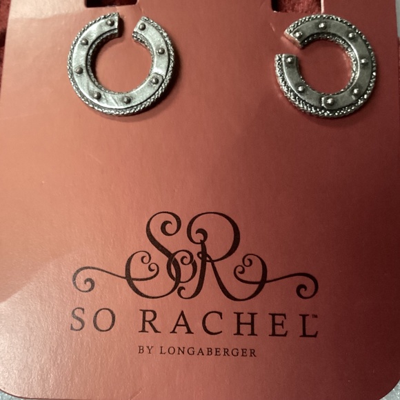SO RACHEL By Longaberger Silver Oxidized Chain Link Earrings New - Picture 3 of 7
